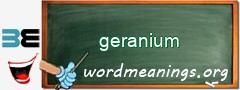 WordMeaning blackboard for geranium